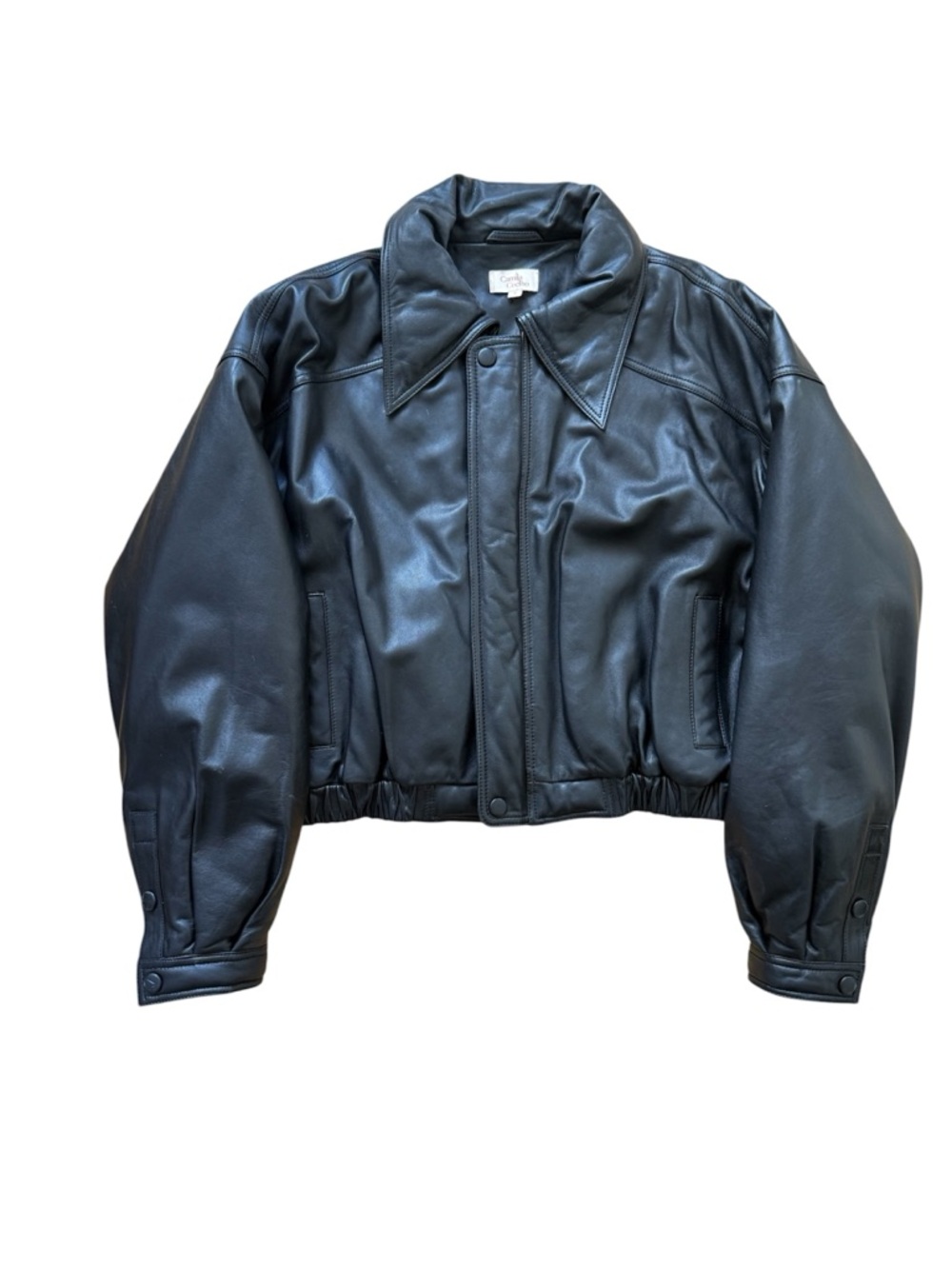 Camila Coelho Raven 100% Lamb Leather Jacket—Black, Size S